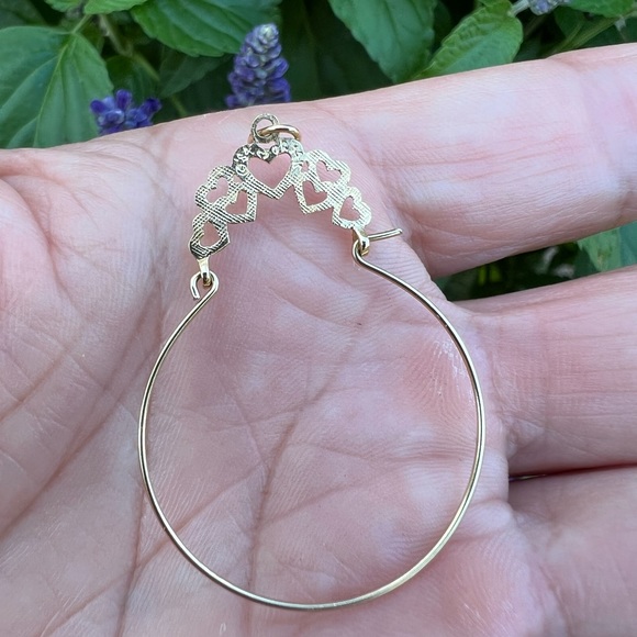 Vintage 14K Gold 1984 Hearts Charm Holder Pendant - Picture 6 of 16